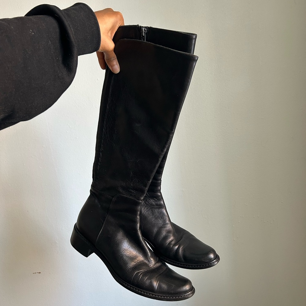 Black Leather Knee-High Boots